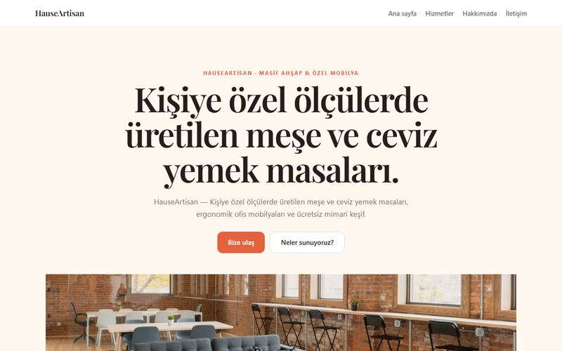 HauseArtisan örnek sitesi