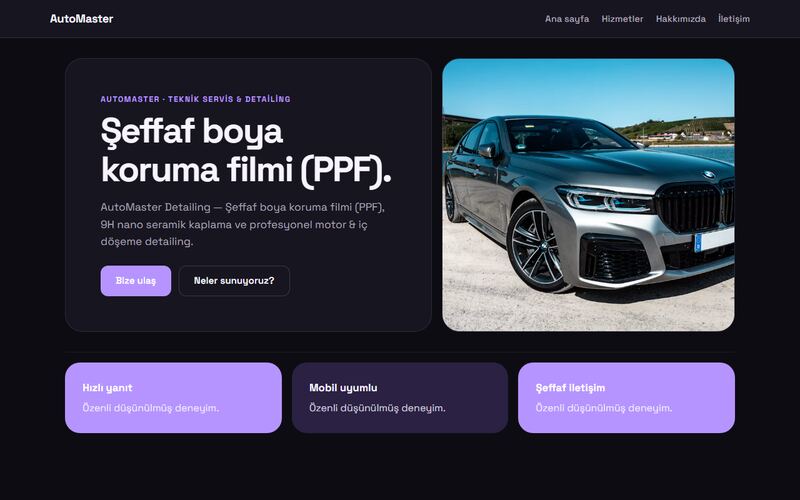 AutoMaster örnek sitesi