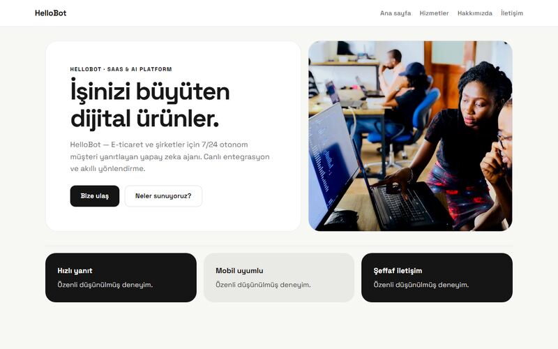 HelloBot örnek sitesi