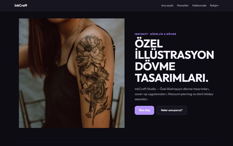 InkCraft örnek sitesi
