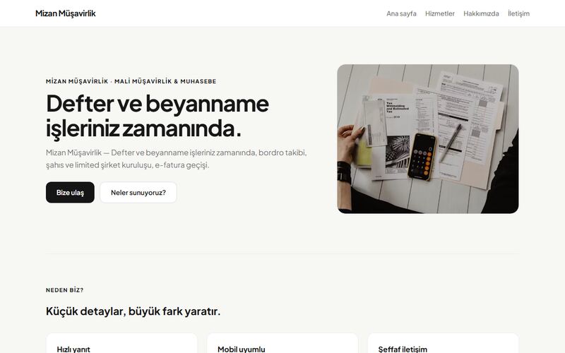 Mizan Müşavirlik örnek sitesi