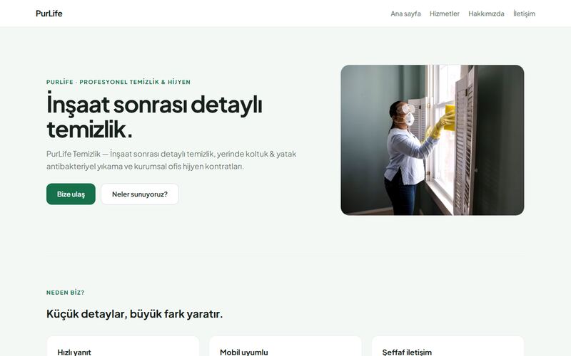 PurLife örnek sitesi