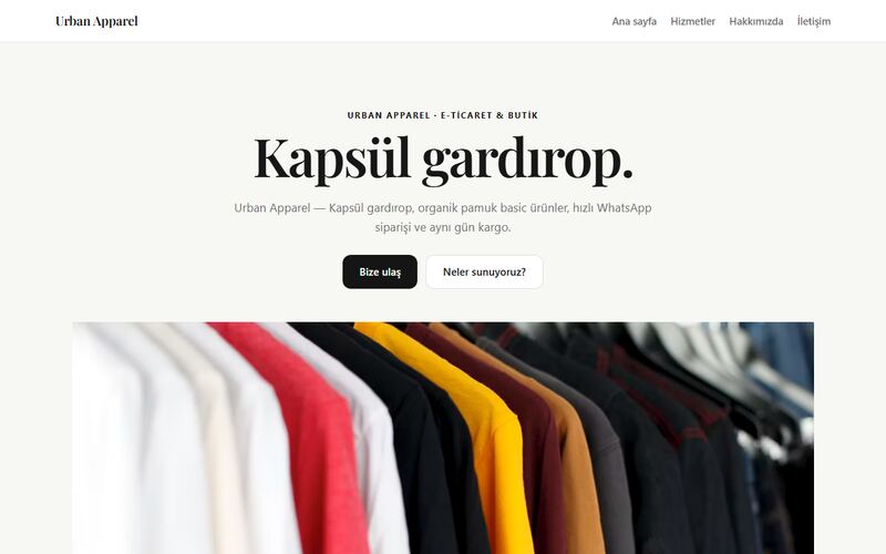 Urban Apparel örnek sitesi