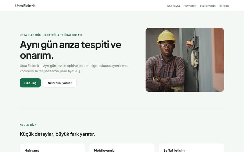 Usta Elektrik örnek sitesi